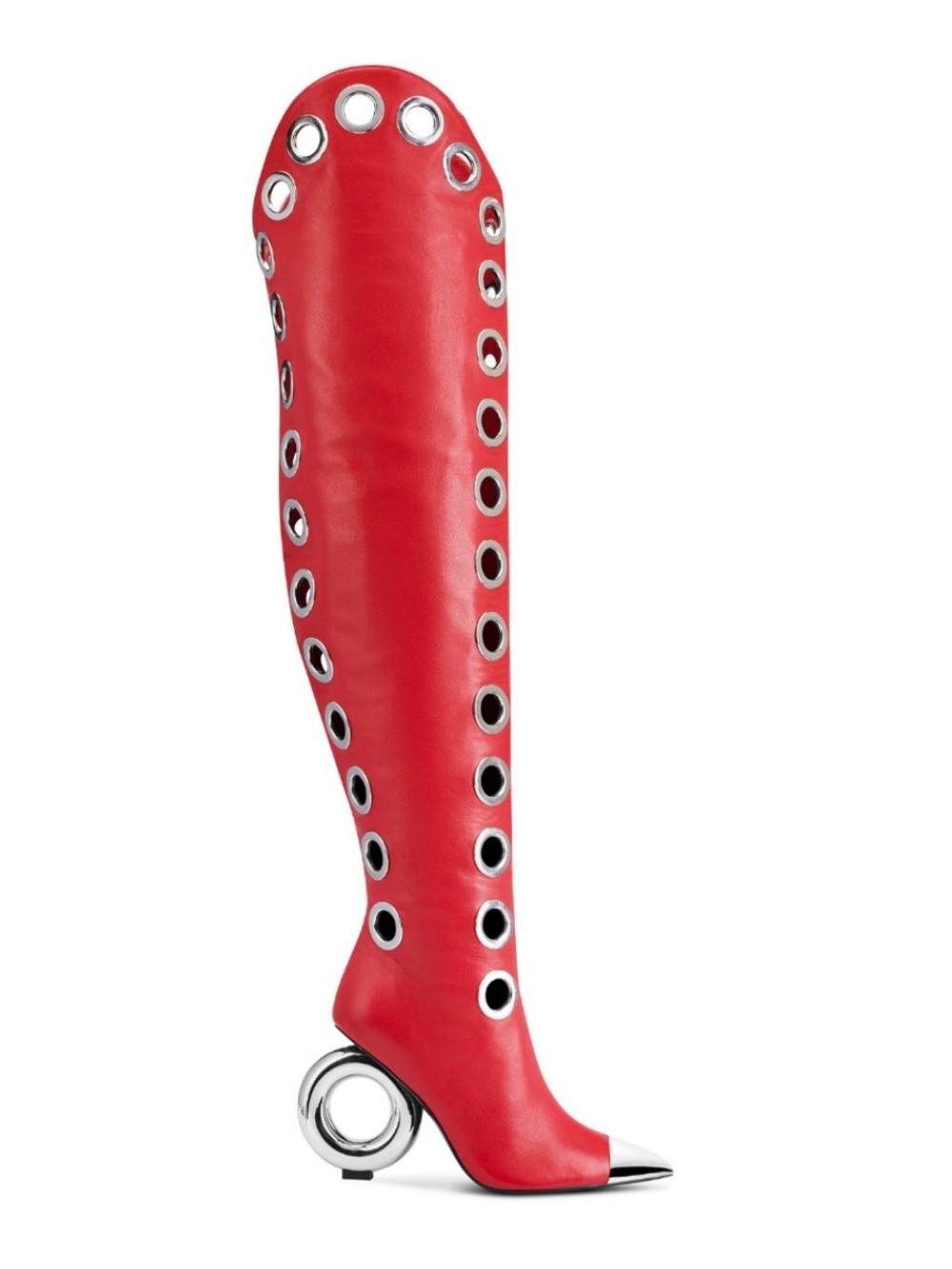 Jennifer Le Thigh High Red Boots